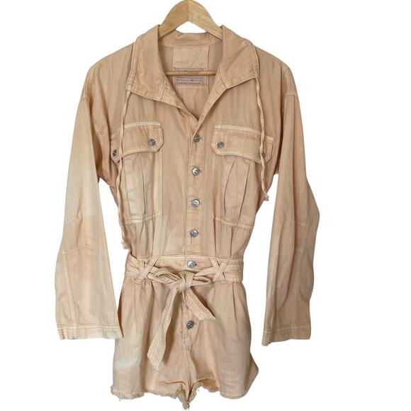 FREE PEOPLE Larson Long Sleeve Shortail Romper, Light Peach, Size X-Small - Picture 12 of 12